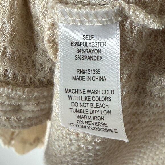 Allison Joy Womens Button Up Top Large Beige Tan Sweater Soft Lounge Oversized - Picture 6 of 9